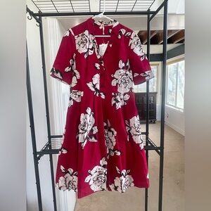 Floral Red Dress
